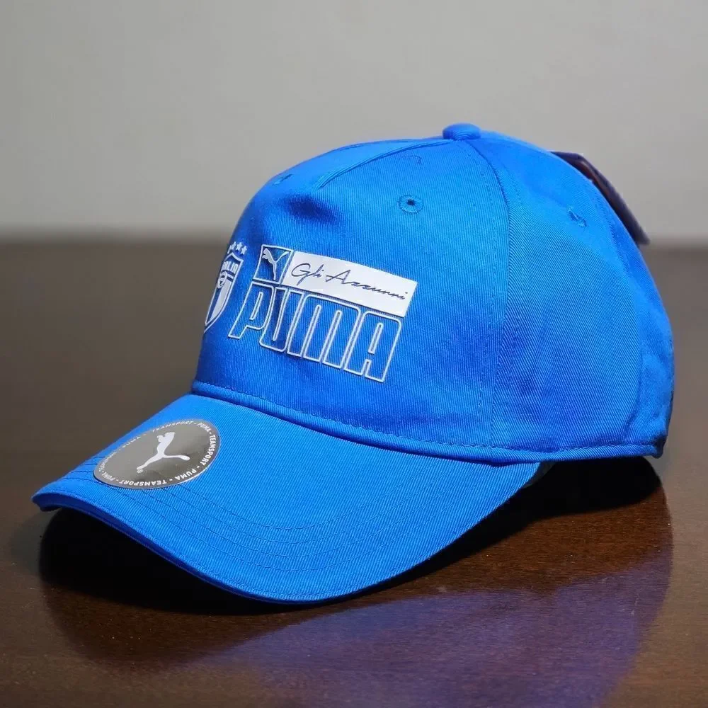 Puma Italia National Soccer Team Dad Hat Cap Blue White 3D Vinyl Logo Adjustable